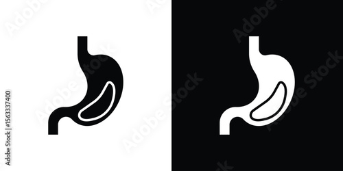 Stomach with Liquids icon Set collection. Vector silhouette.