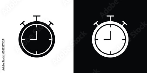 Stopwatch icon Set collection. Vector silhouette.