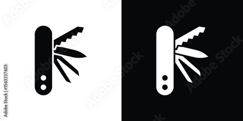 Swiss Knife icon Set collection. Vector silhouette.