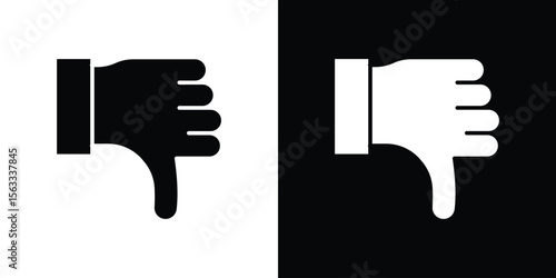 Thumb down icon Set collection. Vector silhouette.