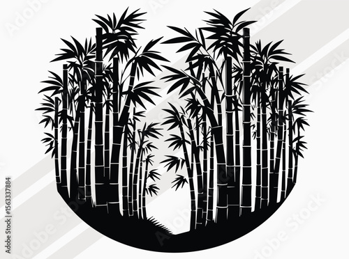 Bamboo Forest Silhouette Art Print for Zen and Nature Inspired Home Decor