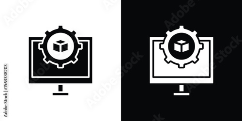 Virtual machine icon Set collection. Vector silhouette.