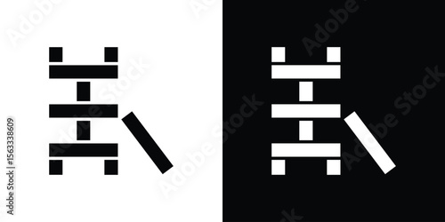 Wooden block icon Set collection. Vector silhouette.