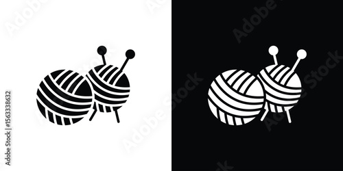 Wool ball icon Set collection. Vector silhouette.