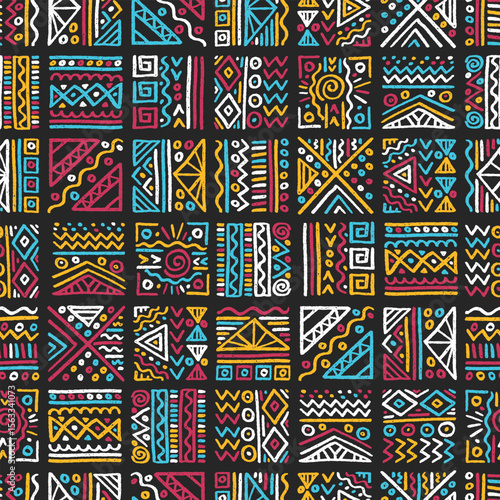 Hand drawn  abstract seamless pattern, ethnic background, african style - great for textiles, banners, wallpapers, wrapping - vector design