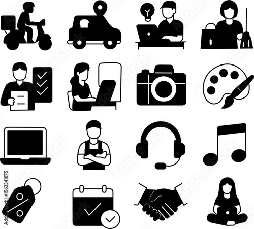 Glyph icon set gig economy 