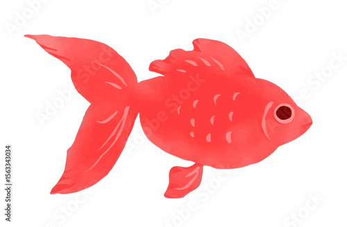 水彩風赤い金魚のイラスト