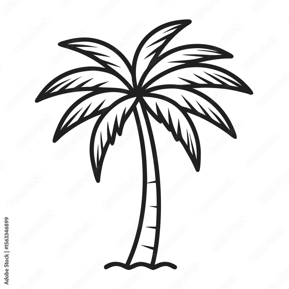 Obraz premium palm tree line art vector icon on white background