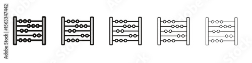 Abacus icon symbol in thin line, Black outline and stroke style