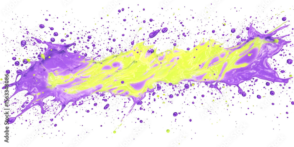 Fototapeta premium Neon Yellow and Electric Purple Paint Splash Isolated on Transparent Background