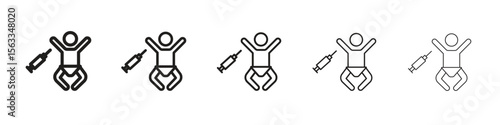 Baby Vaccination icon symbol in thin line, Black outline and stroke style