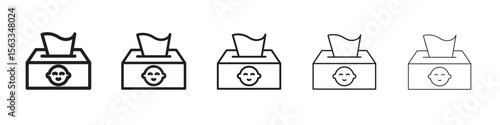 baby wipe icon symbol in thin line, Black outline and stroke style