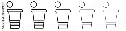 Beer pong icon symbol in thin line, Black outline and stroke style