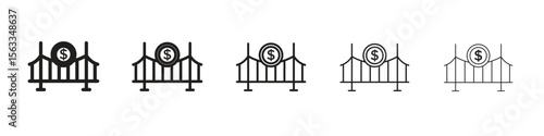 Bridging loan icon symbol in thin line, Black outline and stroke style