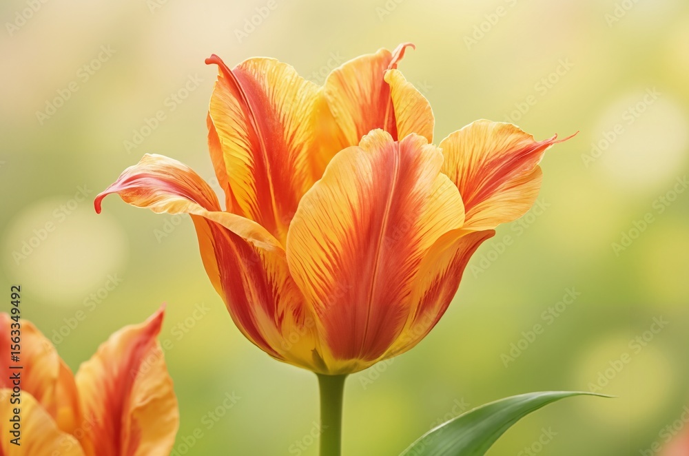 Fototapeta premium Orange Tulip Blooming in Warm Light