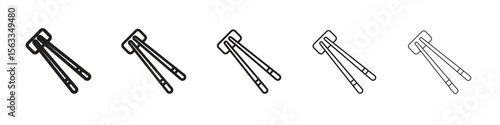 Chopsticks icon symbol in thin line, Black outline and stroke style