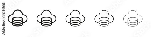 Cloud server icon symbol in thin line, Black outline and stroke style