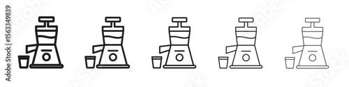 Cold pressed juicer icon symbol in thin line, Black outline and stroke style