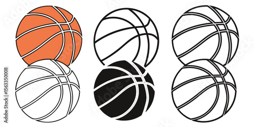 Black and white Easter eggs next to an isolated orange basketball in a team sport