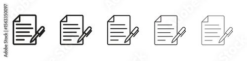Contract icon symbol in thin line, Black outline and stroke style
