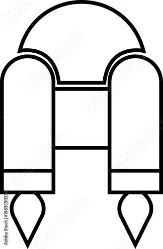 Jetpack line icon. Vector from automation, high tech. Water sport activity on beach with jet backpack symbol. Air fly transportation booster illustration. Space craft futuristic propulsion device sign