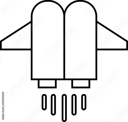 Jetpack line icon. Vector from automation, high tech. Water sport activity on beach with jet backpack symbol. Air fly transportation booster illustration. Space craft futuristic propulsion device sign