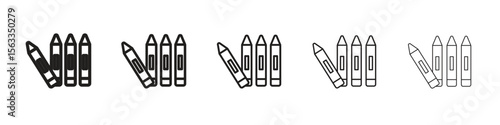 Crayon icon symbol in thin line, Black outline and stroke style