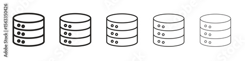 Cylinder database icon symbol in thin line, Black outline and stroke style