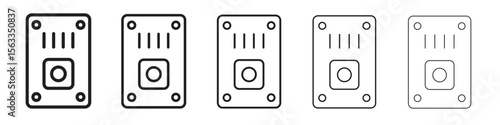 Doorbell icon symbol in thin line, Black outline and stroke style