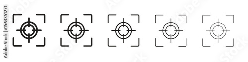 Focus icon symbol in thin line, Black outline and stroke style