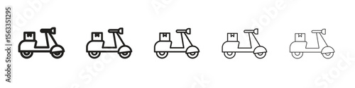 Food delivery icon symbol in thin line, Black outline and stroke style