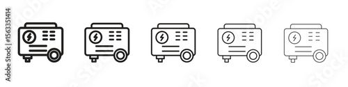 Generator icon symbol in thin line, Black outline and stroke style