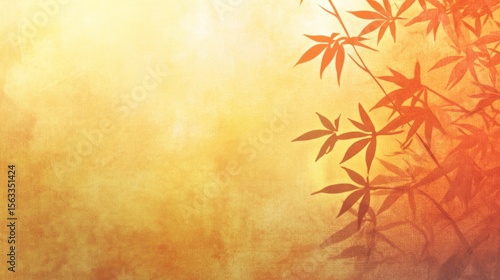 Warm, sunlit backdrop with silhouetted leaves