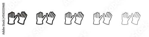 Gloves icon symbol in thin line, Black outline and stroke style