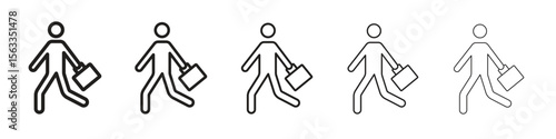 Going to work icon symbol in thin line, Black outline and stroke style