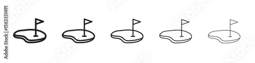 Golf yard icon symbol in thin line, Black outline and stroke style