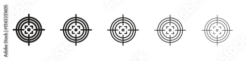 Gun target icon symbol in thin line, Black outline and stroke style