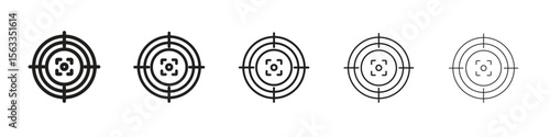 Gun target icon symbol in thin line, Black outline and stroke style