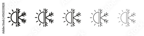 Hot and cold icon symbol in thin line, Black outline and stroke style