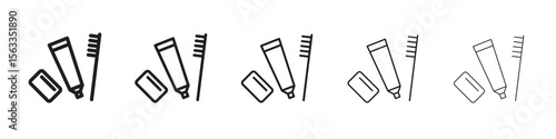hygiene kit icon symbol in thin line, Black outline and stroke style