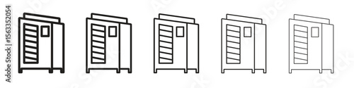 Infrared heat cabin icon symbol in thin line, Black outline and stroke style