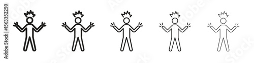 Irritated human icon symbol in thin line, Black outline and stroke style