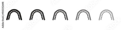 Lingual braces icon symbol in thin line, Black outline and stroke style
