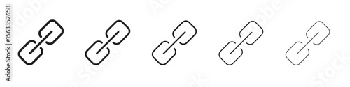 Link icon symbol in thin line, Black outline and stroke style