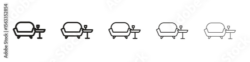 Lounge icon symbol in thin line, Black outline and stroke style