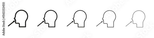 Nasal swab icon symbol in thin line, Black outline and stroke style