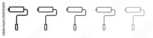 Paint roller icon symbol in thin line, Black outline and stroke style