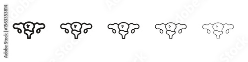 Pelvic inflammatory disease icon symbol in thin line, Black outline and stroke style