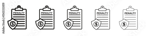 Penalty icon symbol in thin line, Black outline and stroke style