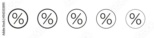 Percent icon symbol in thin line, Black outline and stroke style